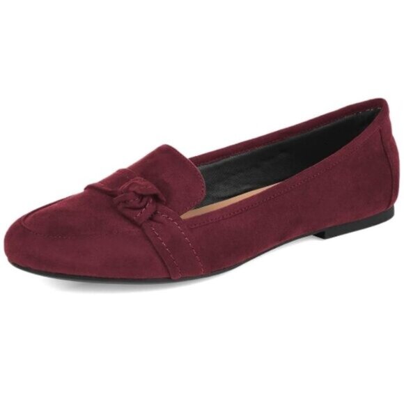 FYS Women Round Toe Flats Knotted Loafer Flats Comfortable Slip On Ballet Red - Picture 1 of 8